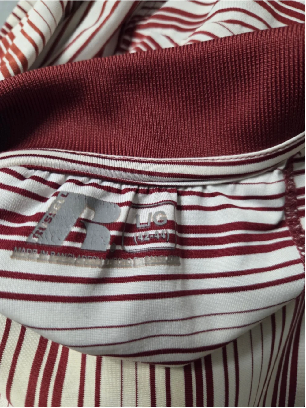 Men's Russell Florida State Polo Shirt Size L White Maroon Striped